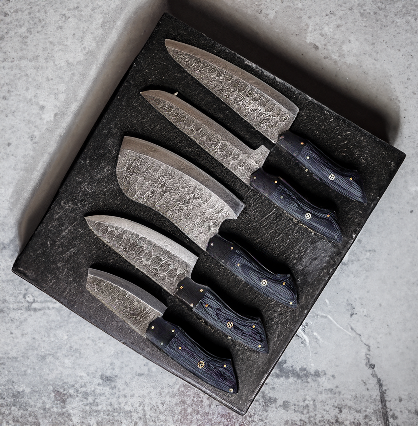 Hand-Forged Chef Damascus 5-Piece Knife Set